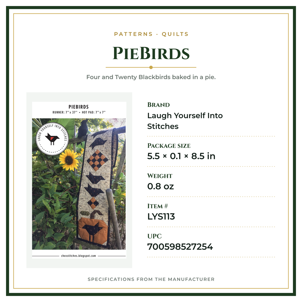 Product Specifications – PieBirds