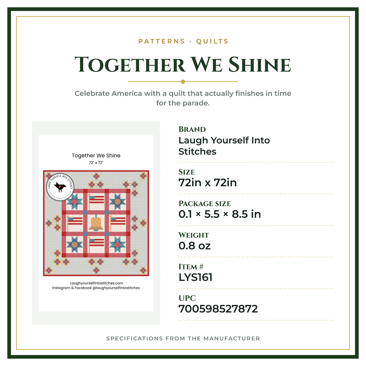 Product Specifications – Together We Shine