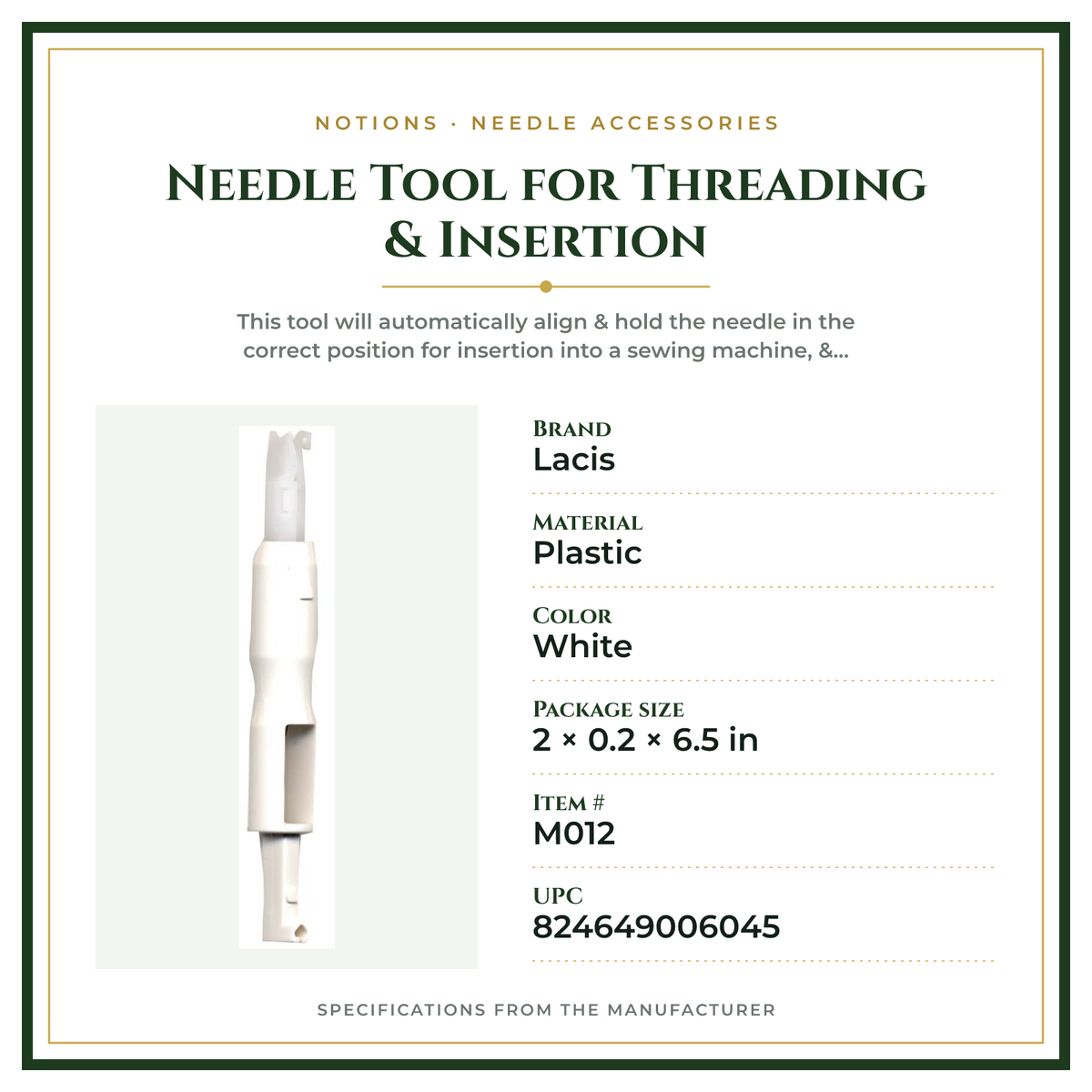 Product Specifications – Needle Tool for Threading & Insertion