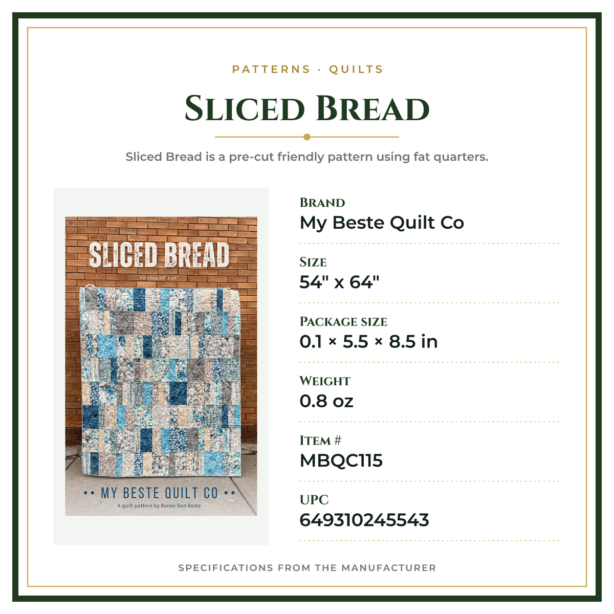 Product Specifications – Sliced Bread