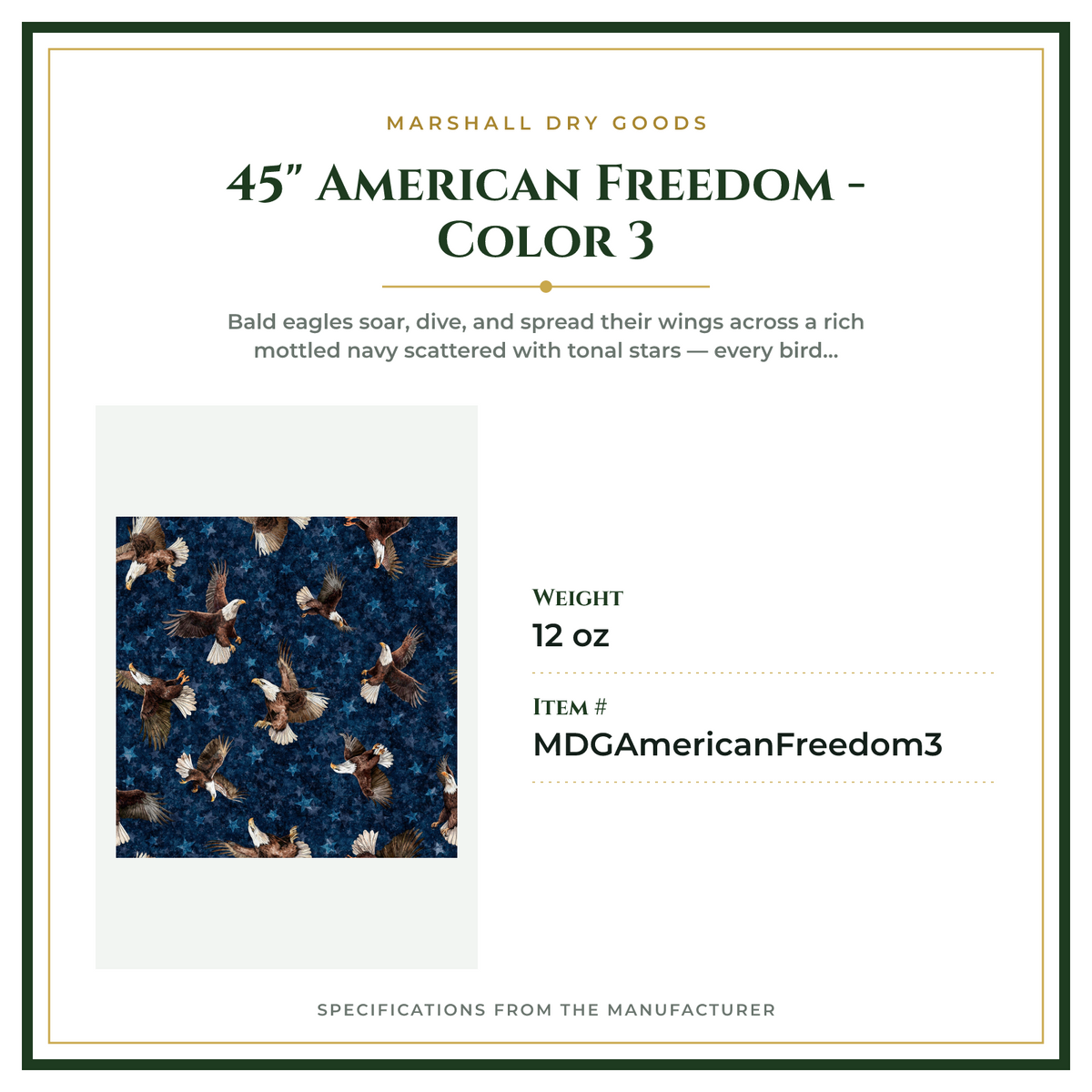 Product Specifications – 45" American Freedom - Color 3