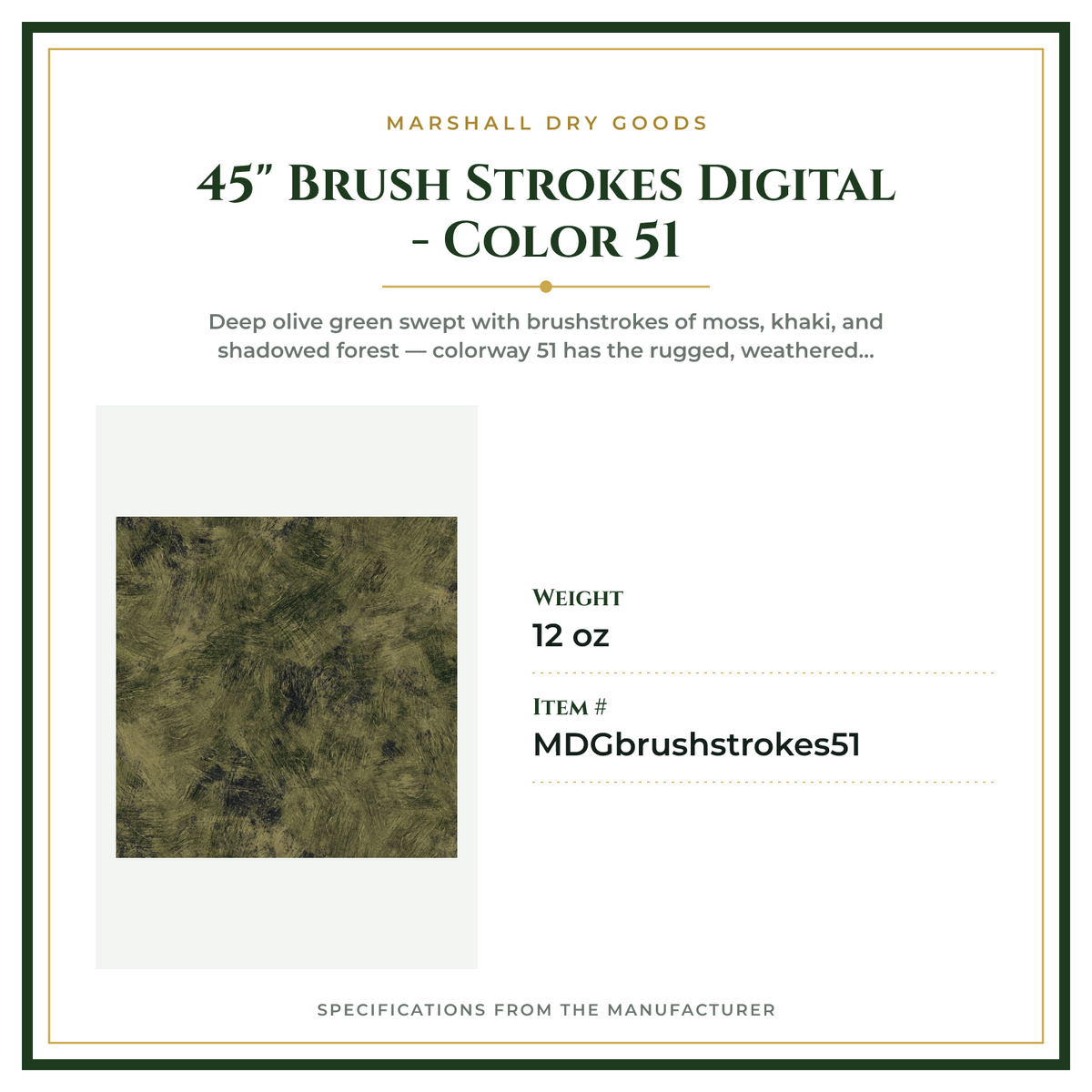 Product Specifications – 45" Brush Strokes Digital - Color 51