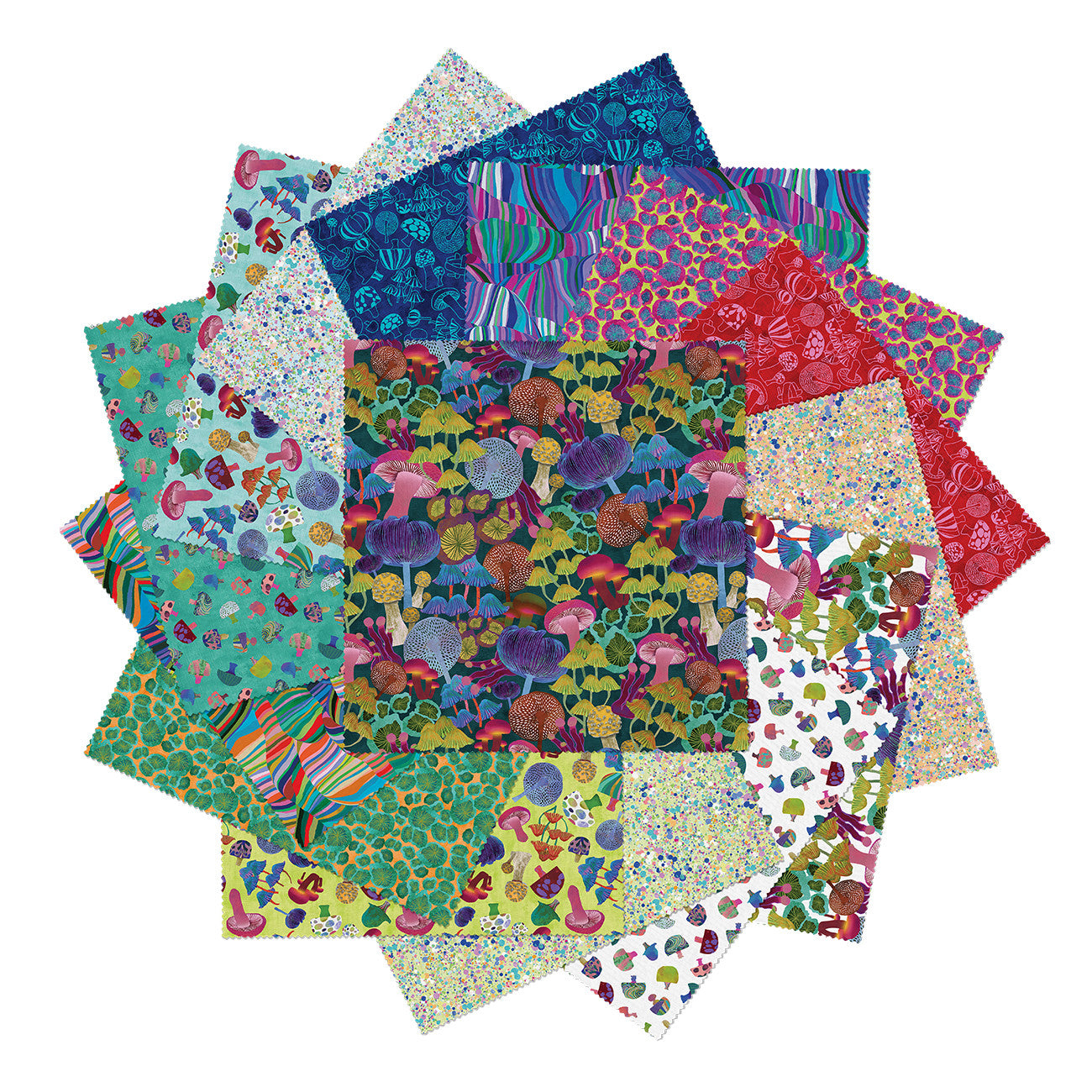 Modern Mushrooms 10in Squares, 42pcs/bundle