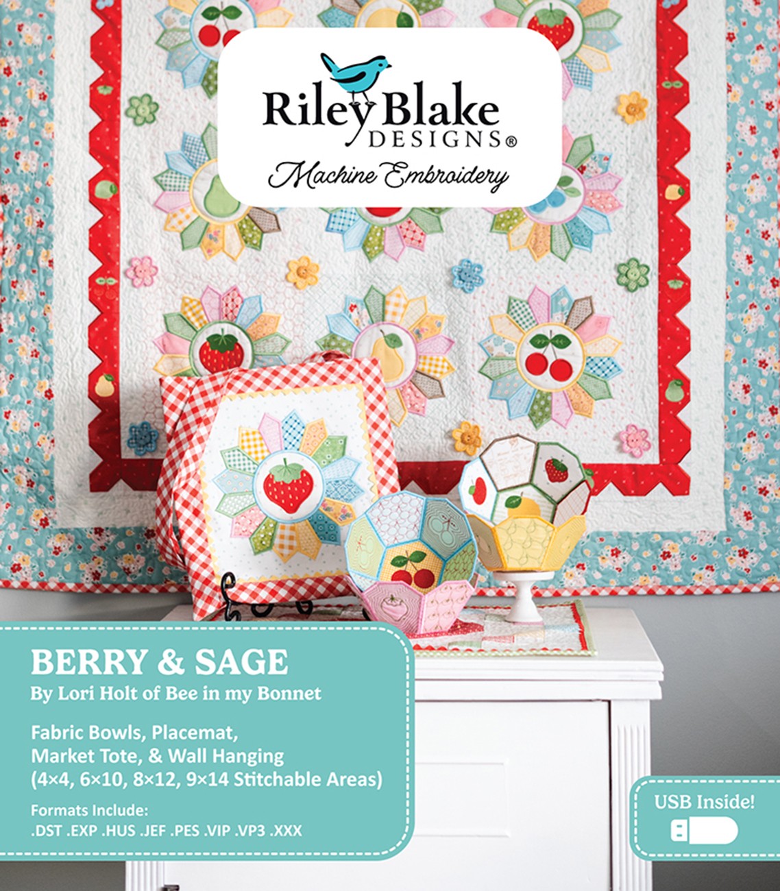 Machine Embroidery Berry & Sage Projects