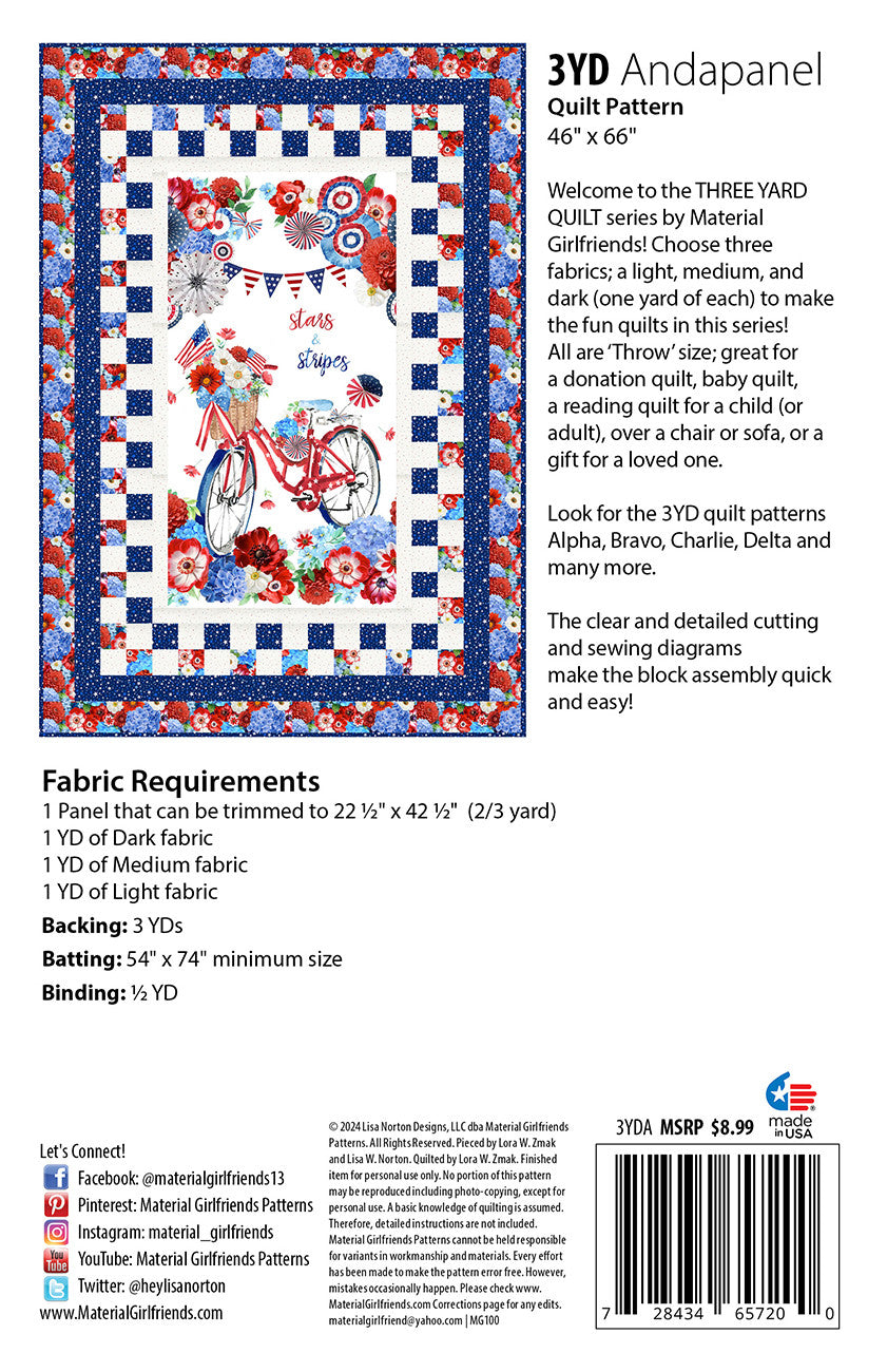 3yd Andapanel Quilt Pattern