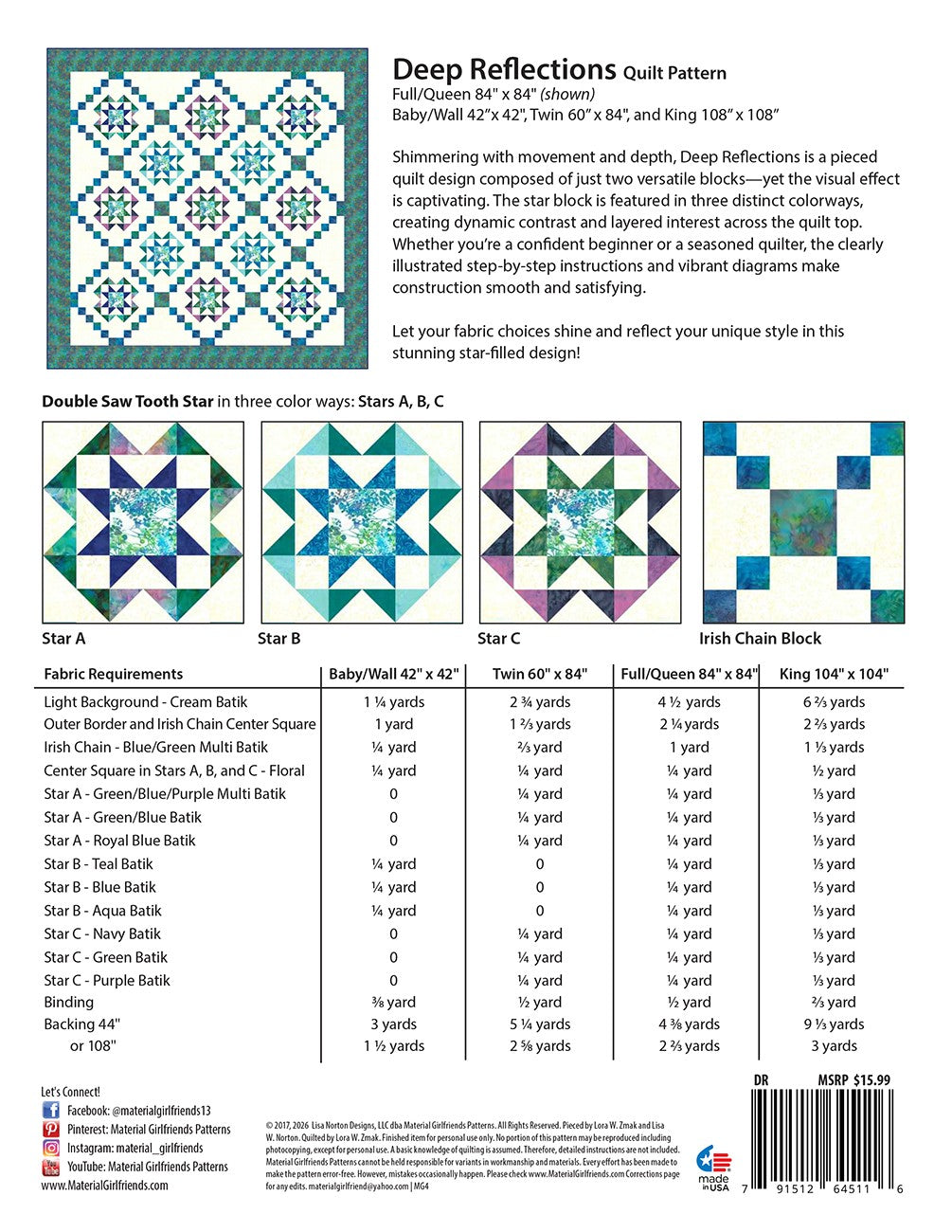 Deep Reflections Quilt Pattern