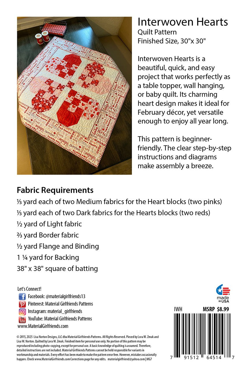 Interwoven Hearts Quilt Pattern