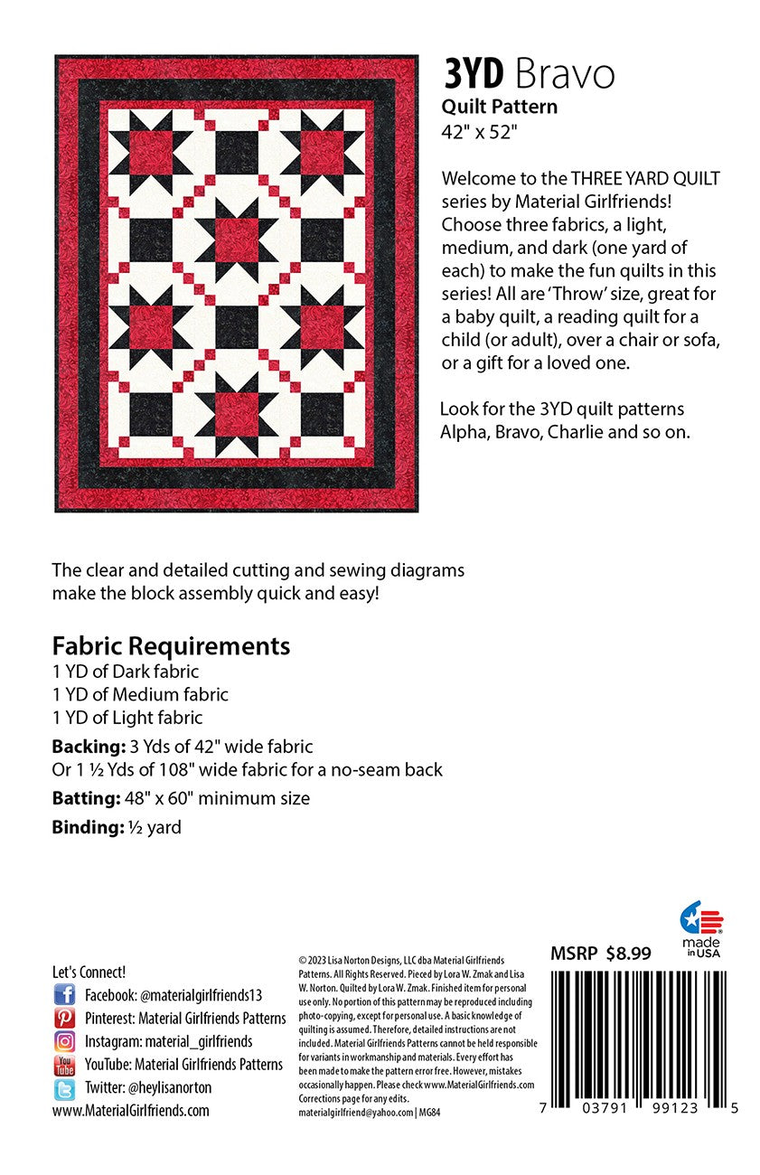 3yd Bravo Quilt Pattern
