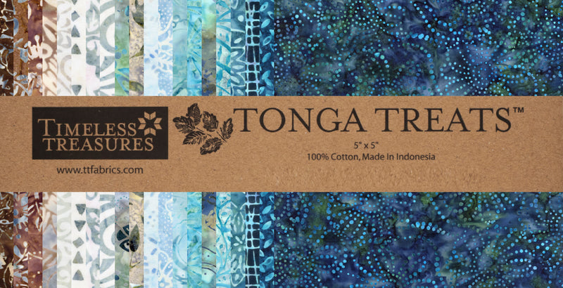 5in Squares Tonga Batik Juniper, 42pcs/bundle