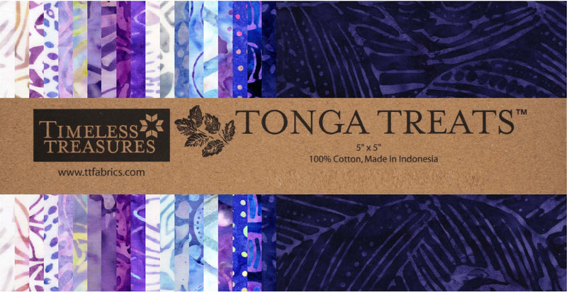 5in Squares Tonga Batik Lilac, 42pcs/bundle