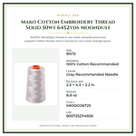 Product Specifications – Mako Cotton Embroidery Thread Solid 50wt 6452yds Moondust