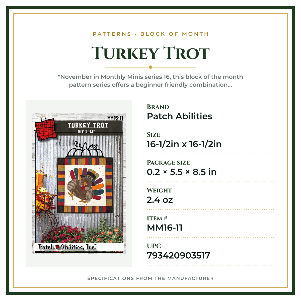 Product Specifications – Turkey Trot