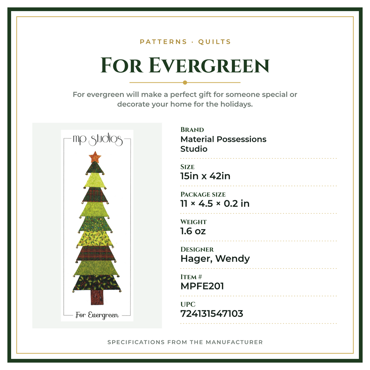 Product Specifications – For Evergreen