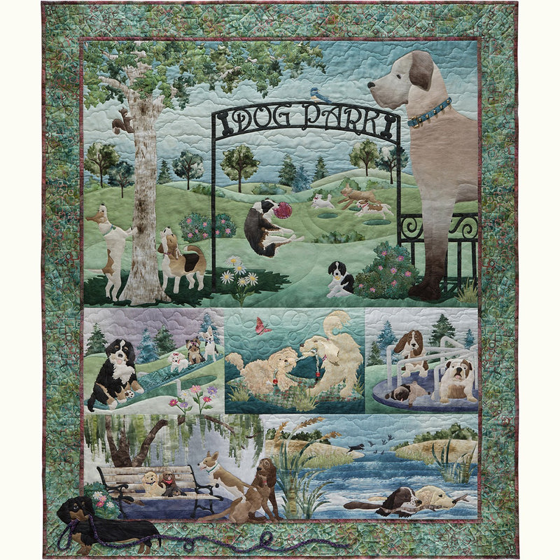 Dog Park Quilt Kit, Full kit with 7 patterns