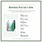 Product Specifications – Binder Pocket 6pk