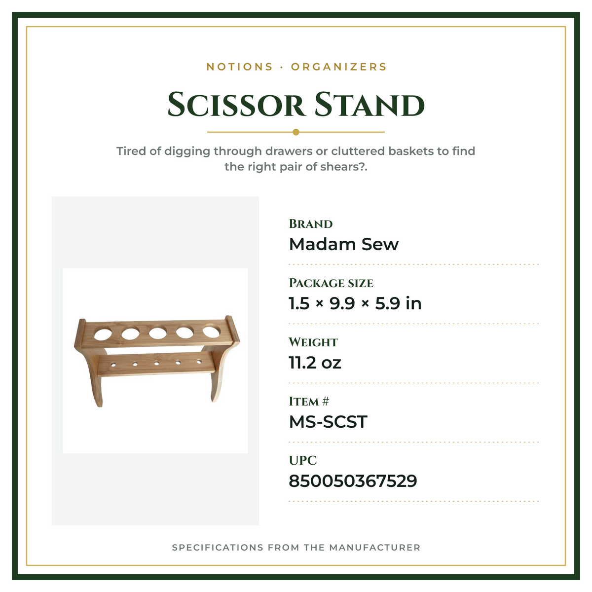 Product Specifications – Scissor Stand