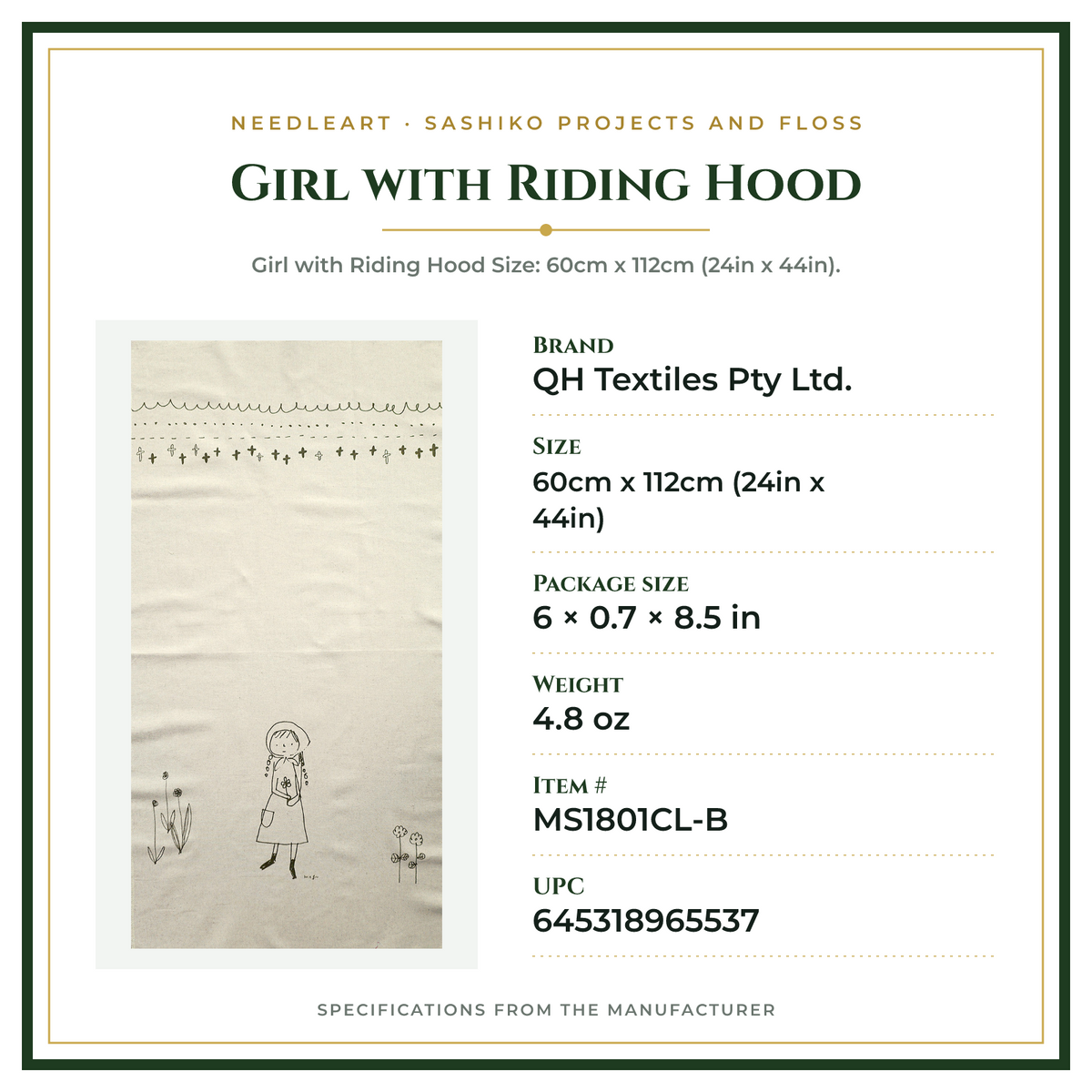 Product Specifications – Girl with Riding Hood