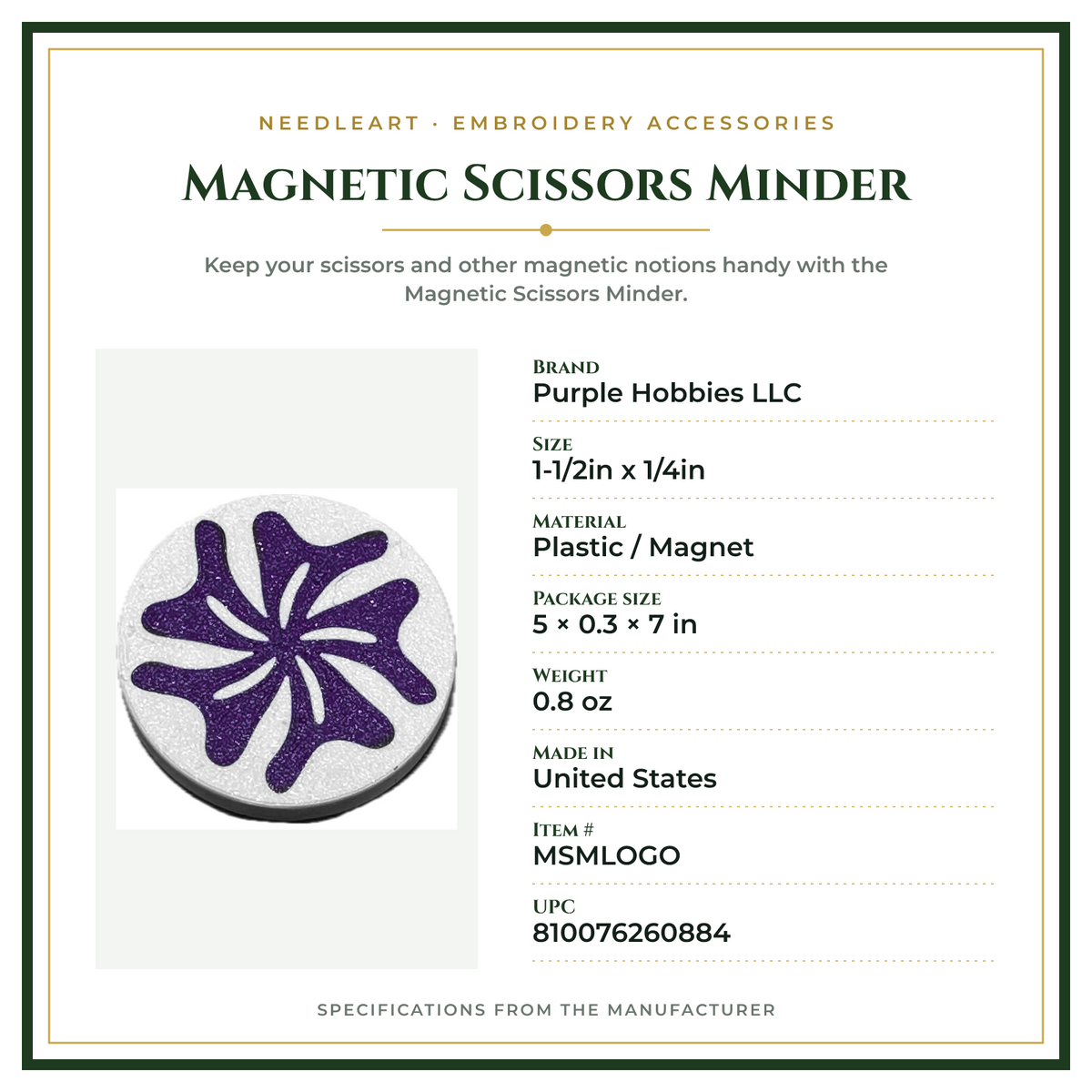 Product Specifications – Magnetic Scissors Minder