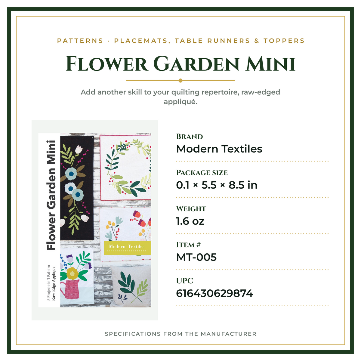 Product Specifications – Flower Garden Mini