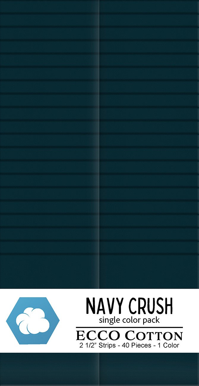 2.5in Strips Navy Crush 40pcs, 2 Pieces of Each Print