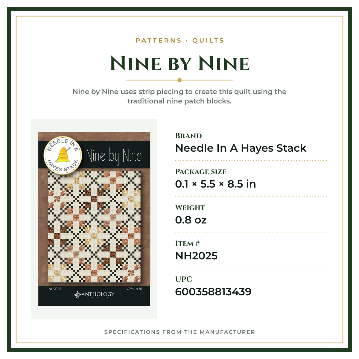 Product Specifications – Nine by Nine