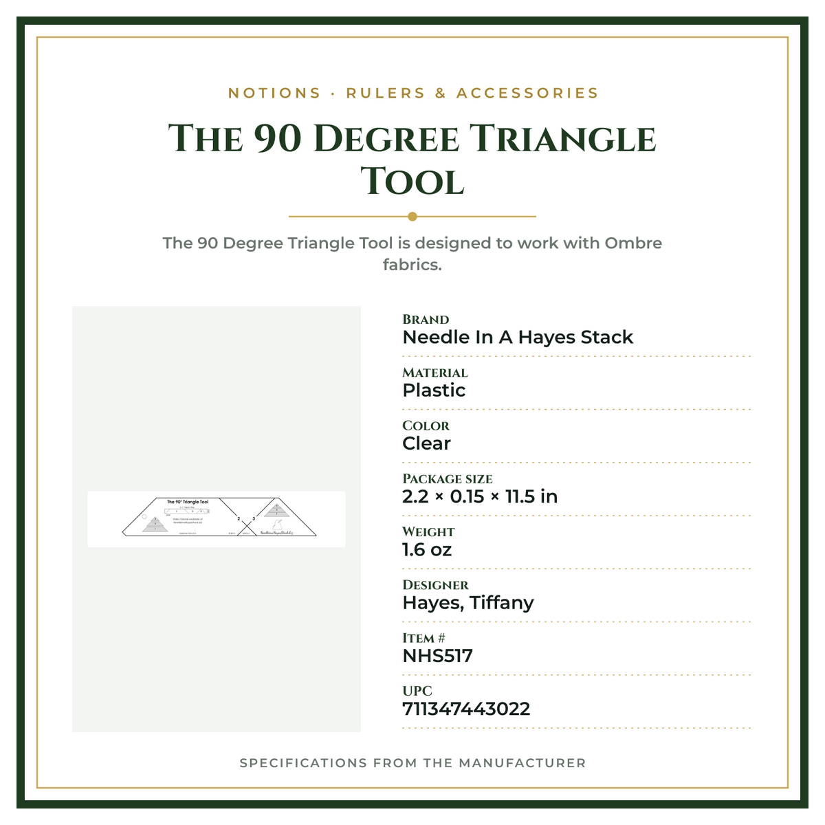 Product Specifications – The 90 Degree Triangle Tool