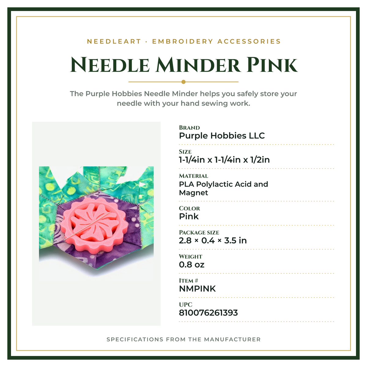 Product Specifications – Needle Minder Pink
