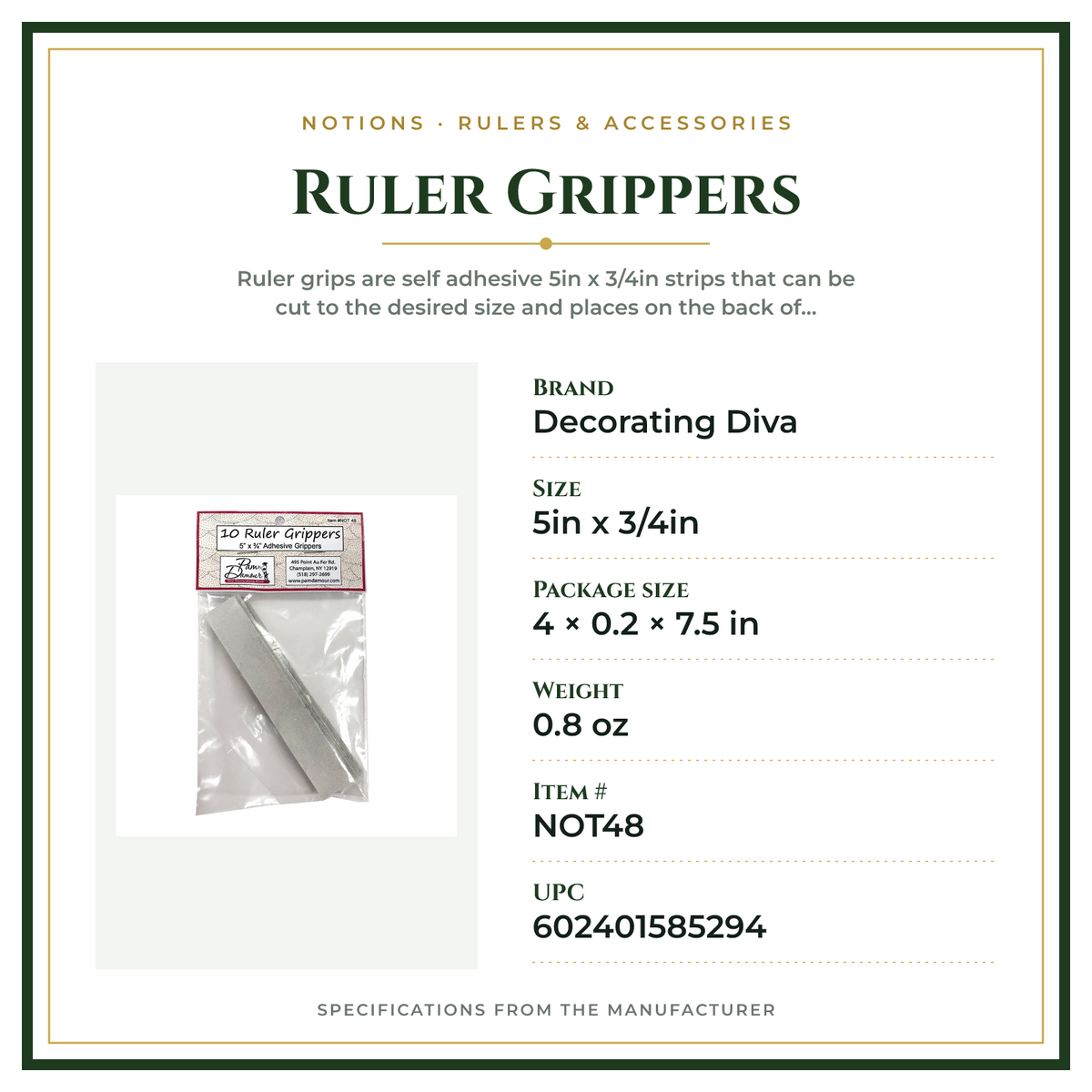 Product Specifications – Ruler Grippers