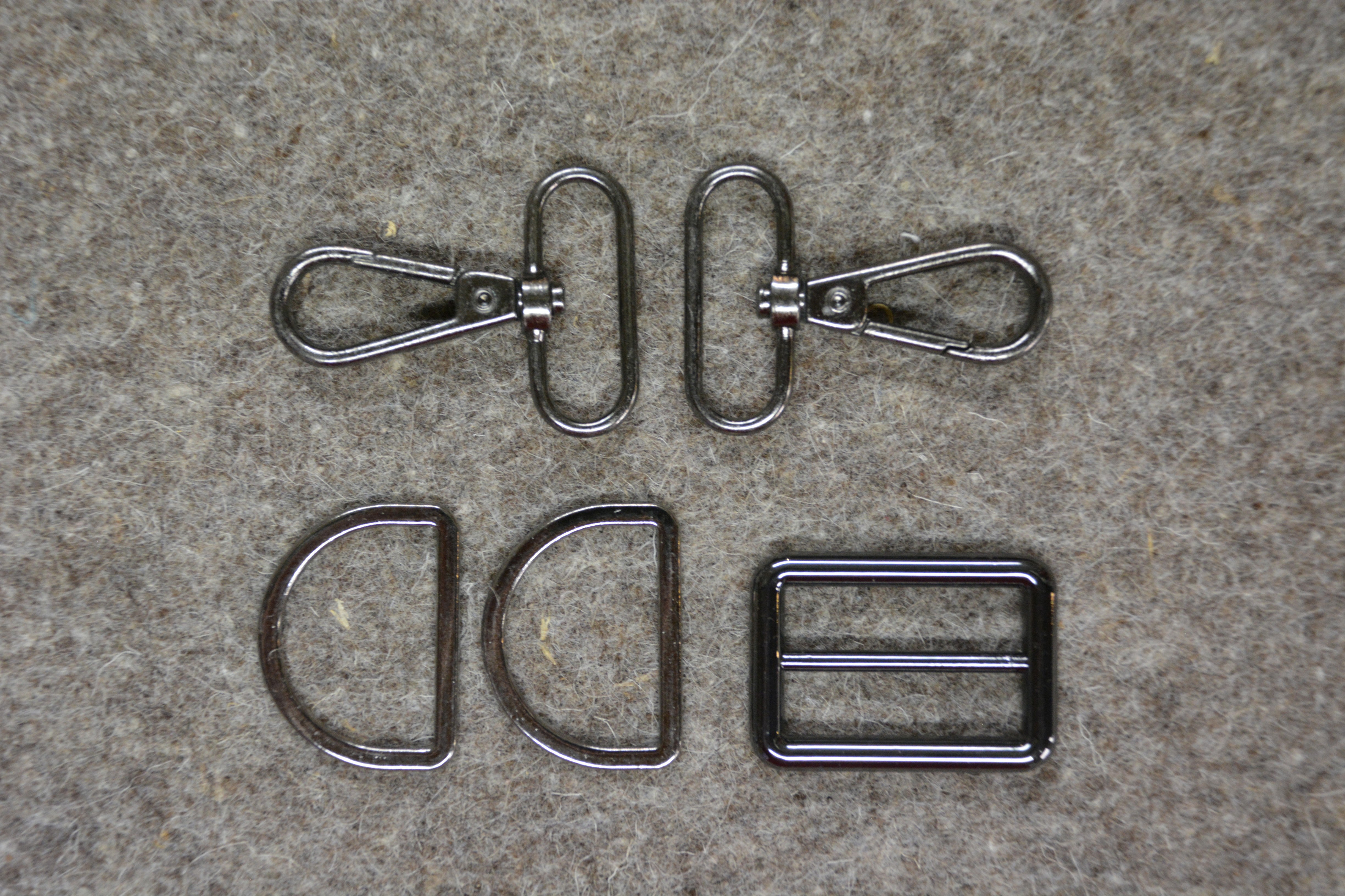 Gunmetal 1-1/4in Wide Bag Strap Hardware  5pc