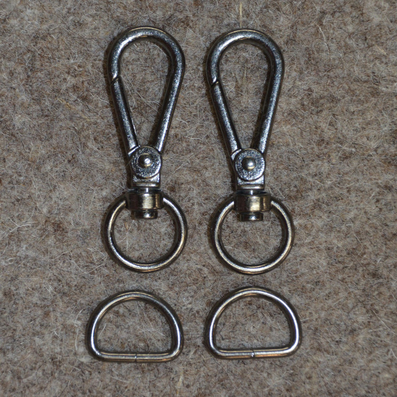 Black 1/2in Narrow Back Strap Hardware 4pc