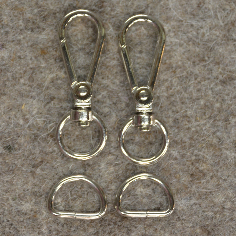 Silver 1/2in Narrow Back Strap Hardware 4pc