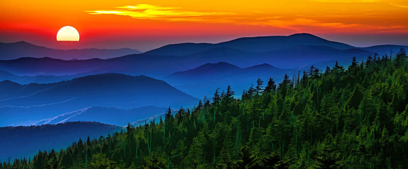 Smoky Mountain Sunrise 42x17in Panel