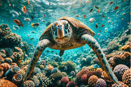 Swimming Sea Turtle 20in x 11.5in