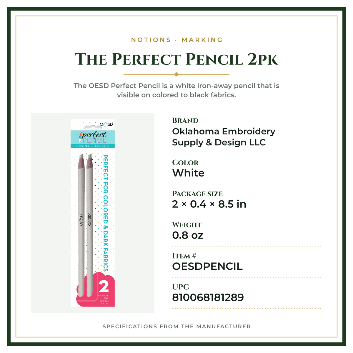 Product Specifications – The Perfect Pencil 2pk