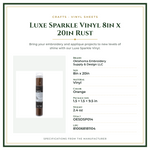 Product Specifications – Luxe Sparkle Vinyl 8in x 20in Rust