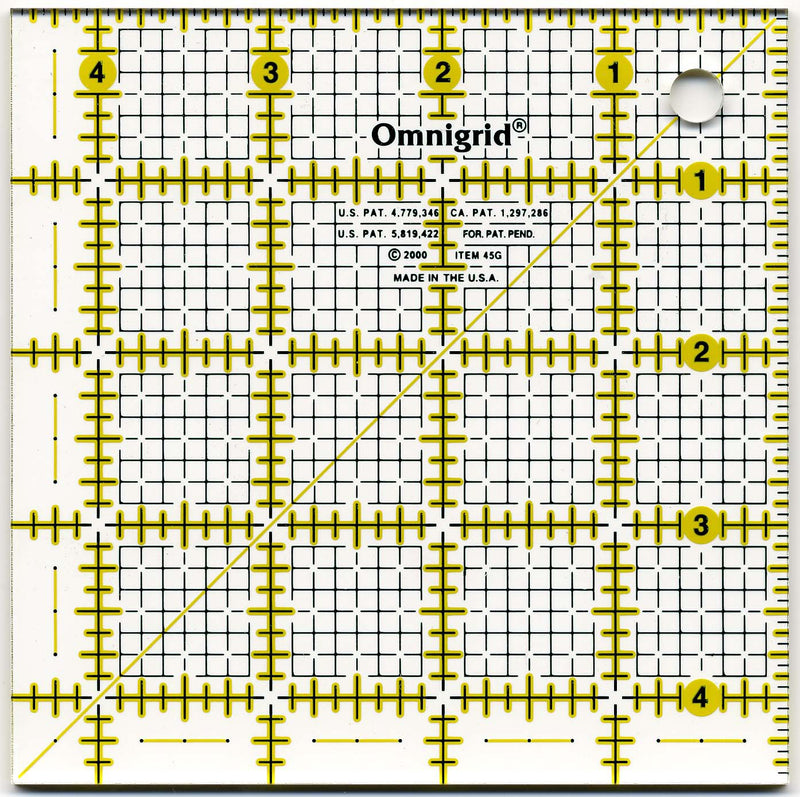 Omnigrid Ruler 4 1/2in Square All-Over Grid