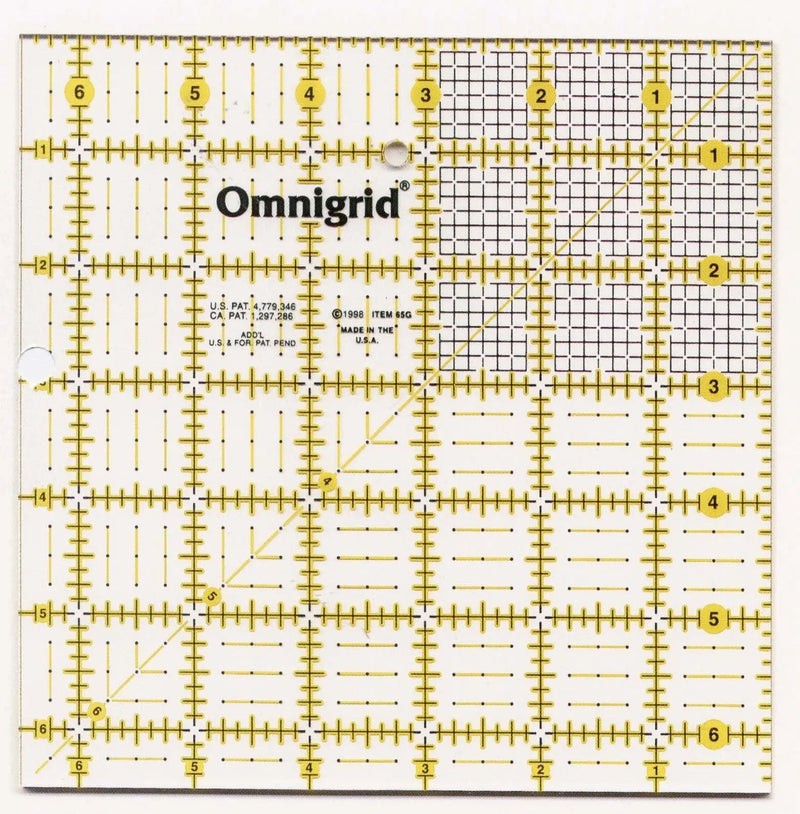 Omnigrid Ruler 6 1/2in x 6 1/2in With Grid
