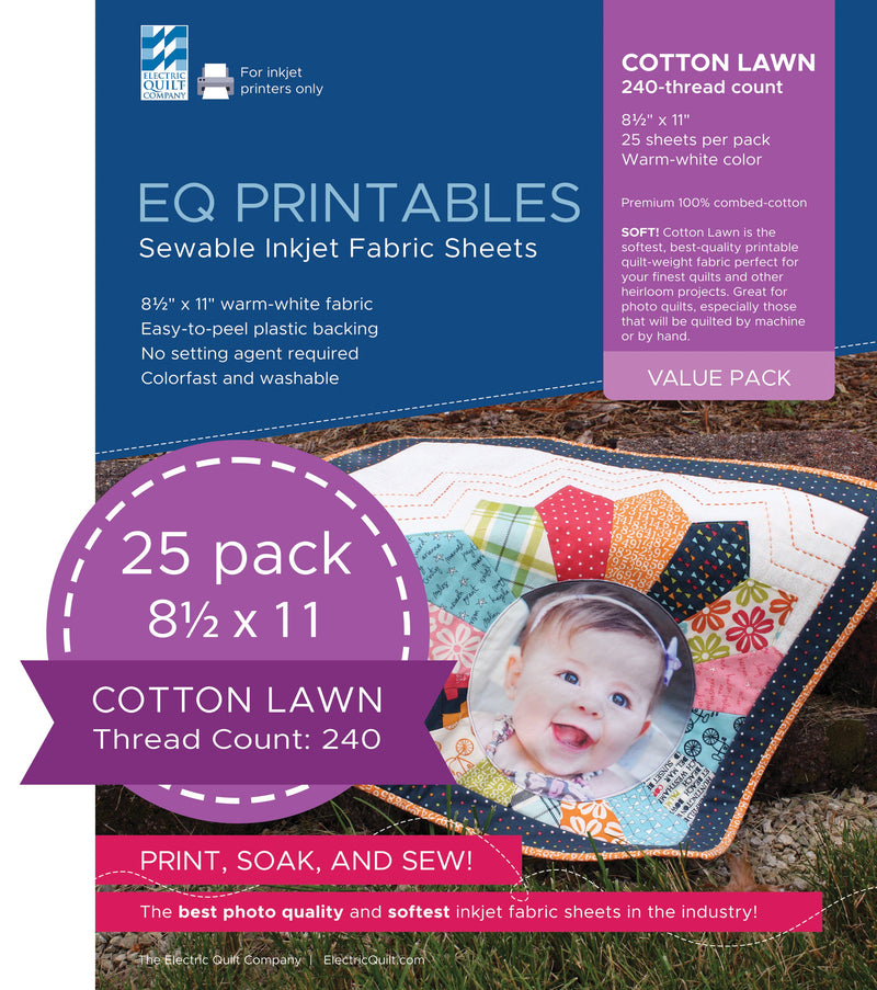 Premium Cotton Lawn Inkjet Fabric 25 Sheets per pack