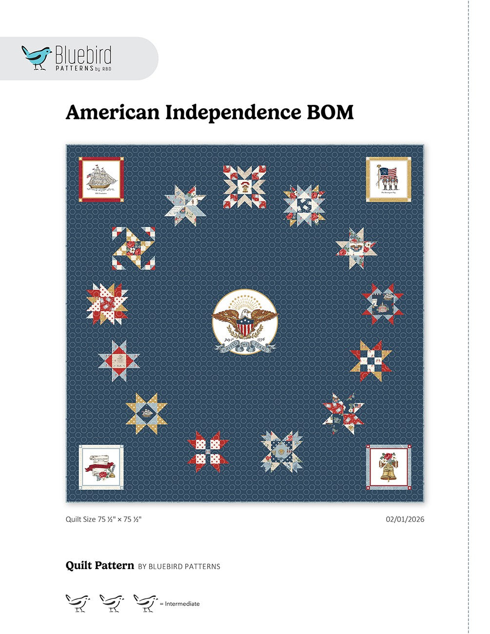 Bluebird Patterns American Independence BOM Quilt Pattern