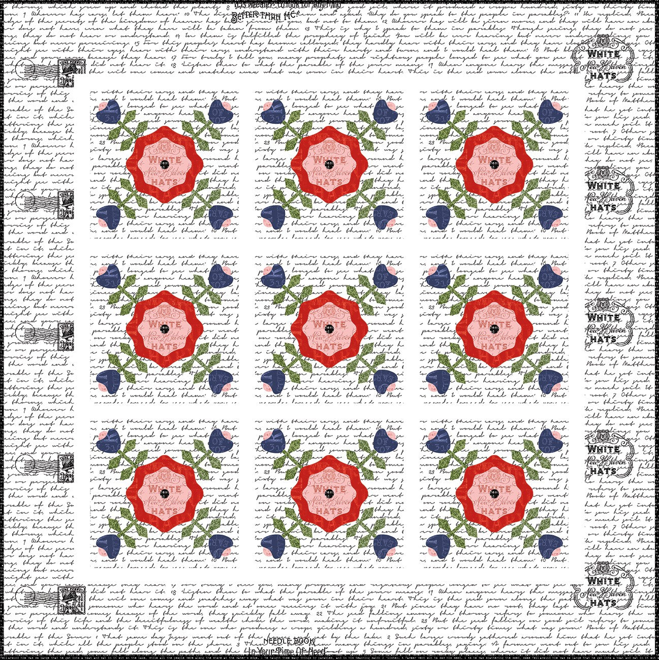 J. Wecker Frisch Rose Cross Quilt Pattern