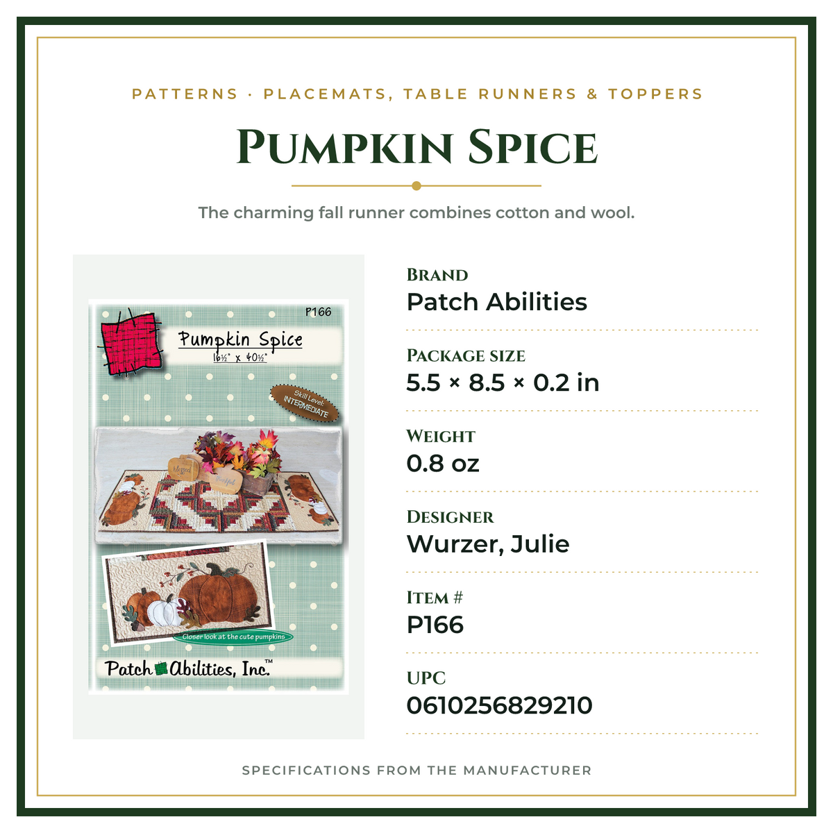 Product Specifications – Pumpkin Spice