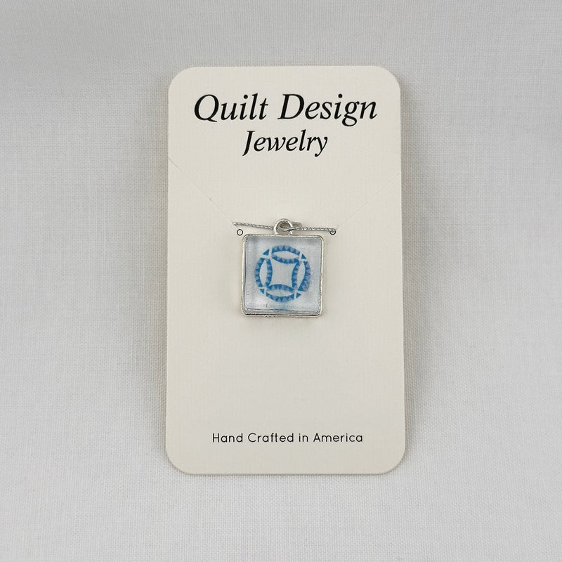 Quilt Pendants Double Wedding Ring Blue