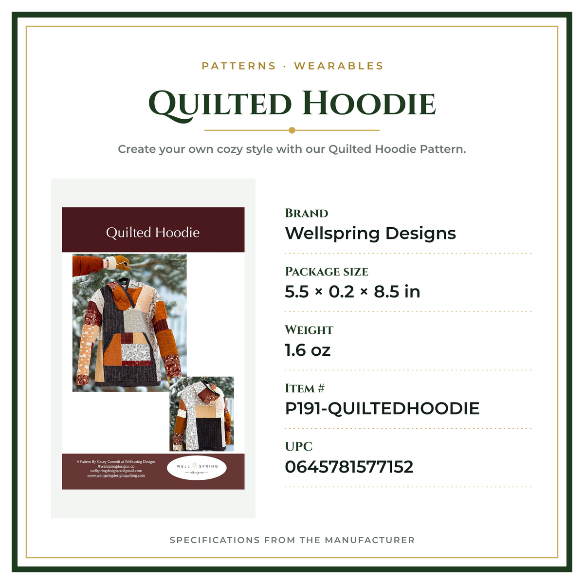 Product Specifications – Quilted Hoodie