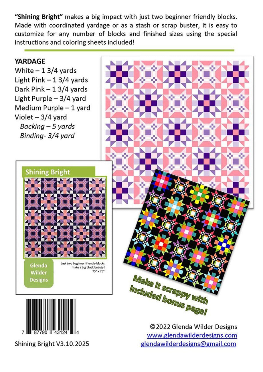 Glenda Wilder Designs Shining Bright Quilt Pattern