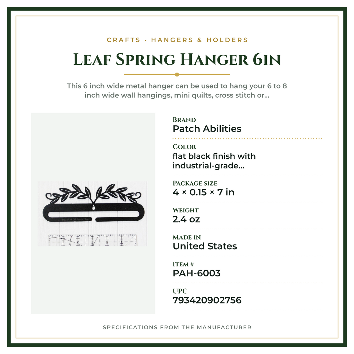 Product Specifications – Leaf Spring Hanger 6in