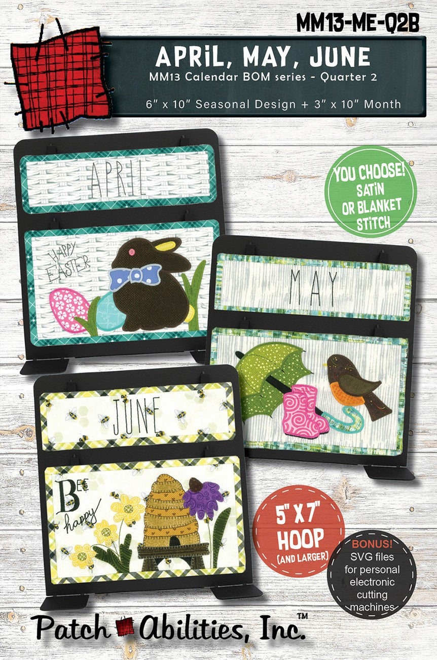 Quarter 2 Calendar Series Machine Embroidery