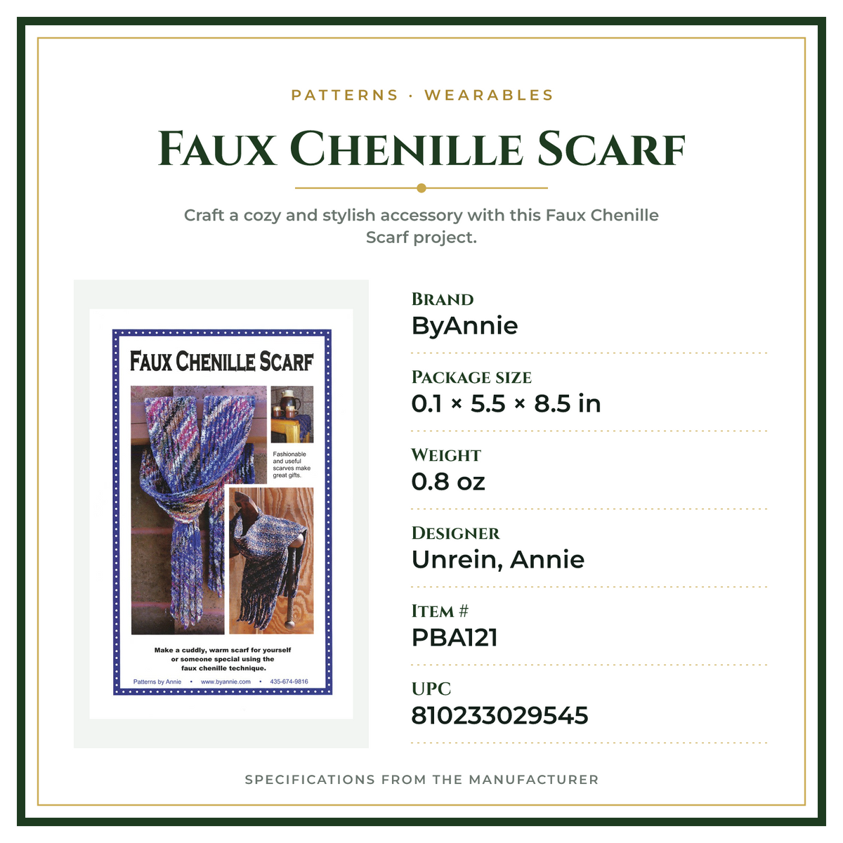Product Specifications – Faux Chenille Scarf
