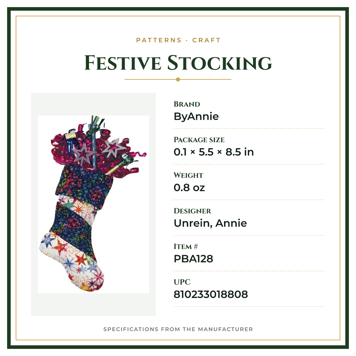 Product Specifications – Festive Stocking