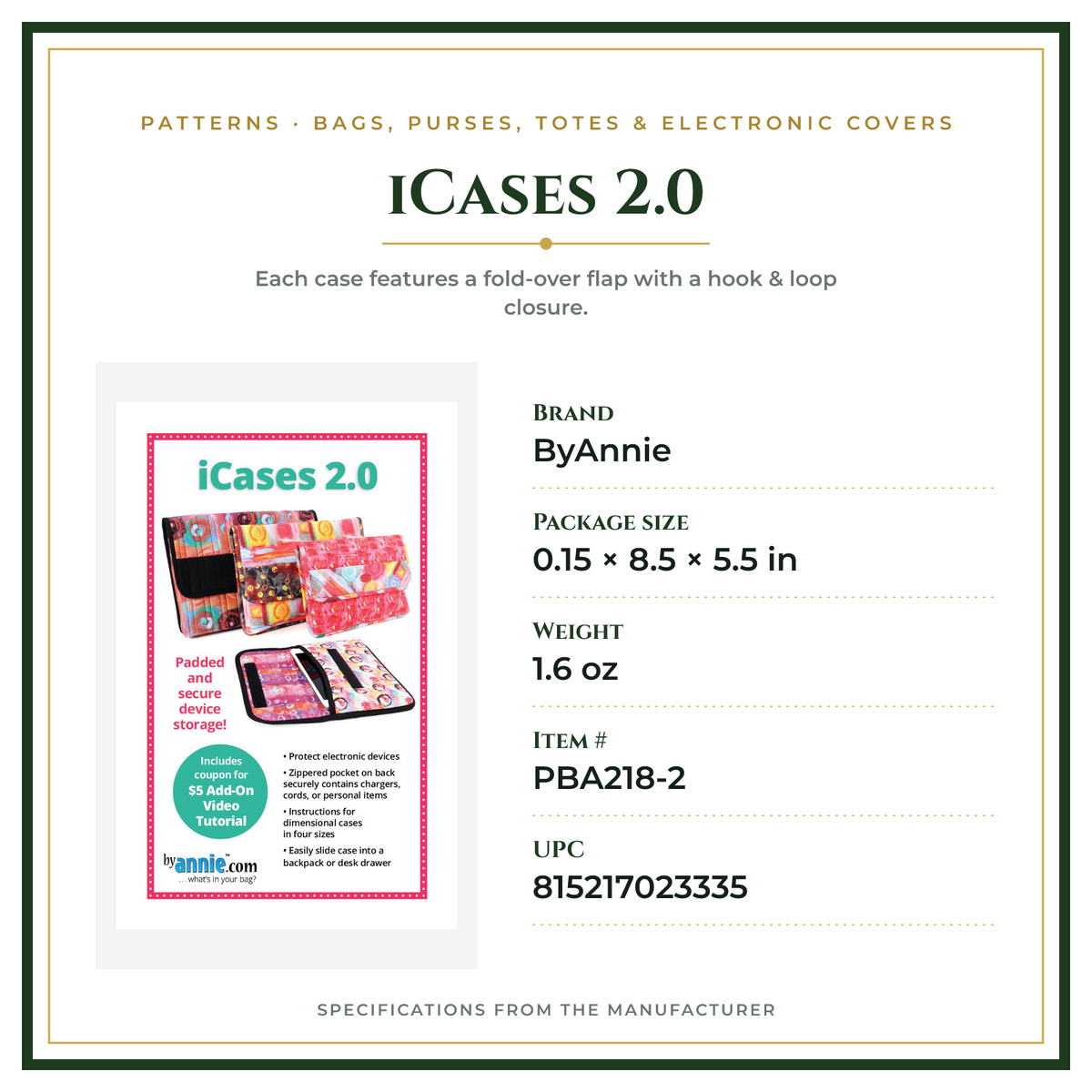 Product Specifications – iCases 2.0