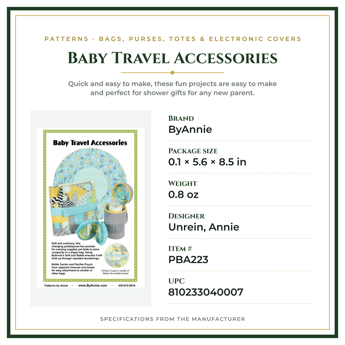 Product Specifications – Baby Travel Accessories